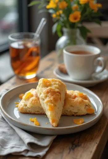 Candied orange peel scone served
