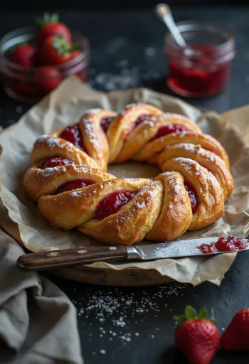 Strawberry Jam Kringle, served fresh with crispy crust