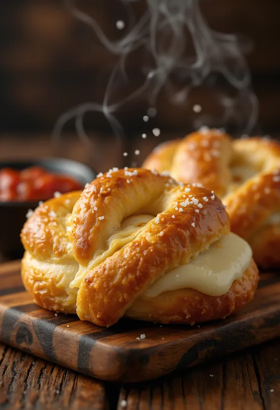 Mozzarella stuffed pretzel
