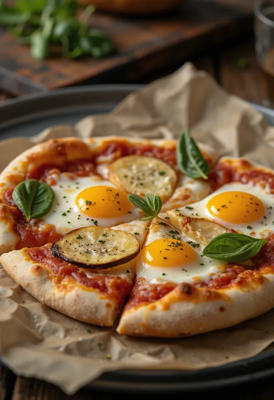 Roasted Eggplant Pizza with mozzarella