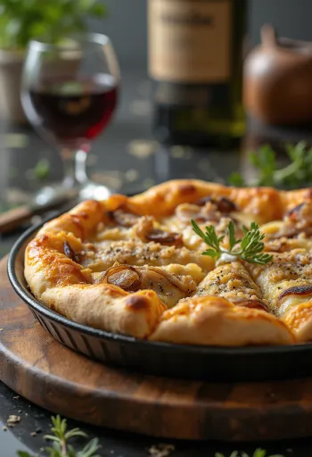 Thick crust Sicilian Sfincione pizza with onions