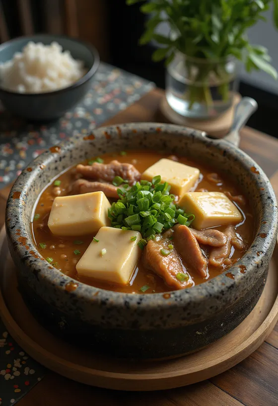 Cheonggukjang jjigae with tofu and beef