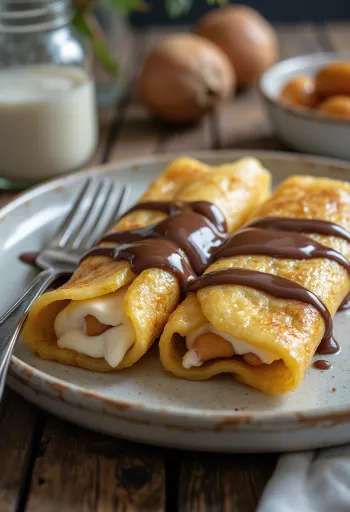 Chestnut crepes with chocolate sauce