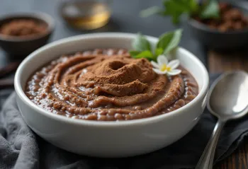 Bowl of creamy chocolate rice porridge (congee)