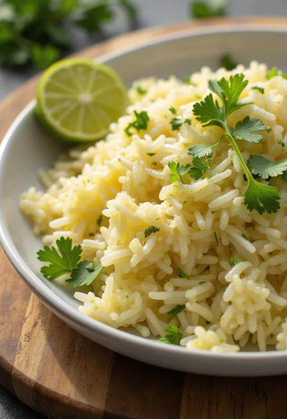 Cilantro lime rice served in a bowl