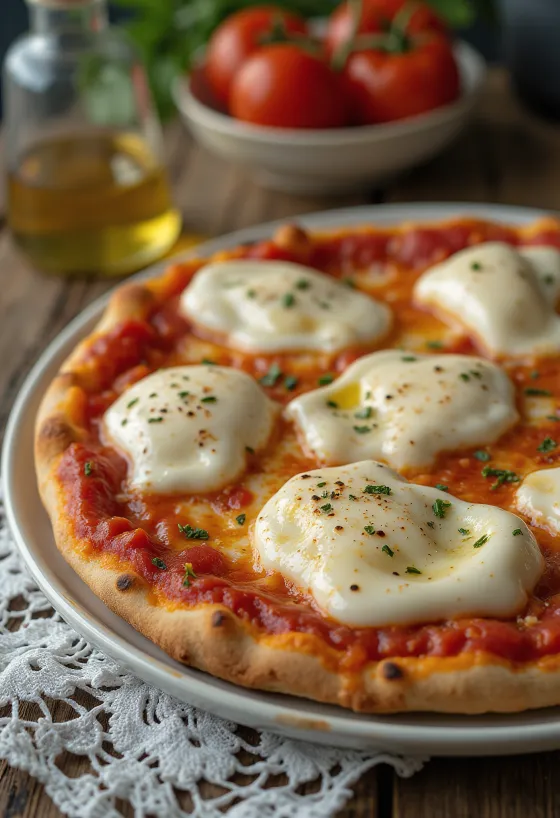 Pizza with buffalo mozzarella and basil