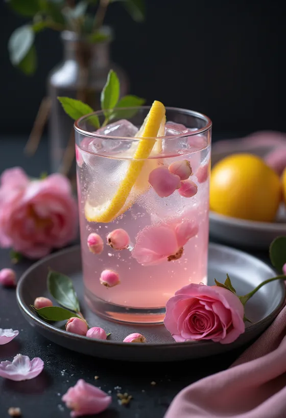 Rosewater lemonade in a glass