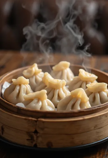 Pork dim sum served