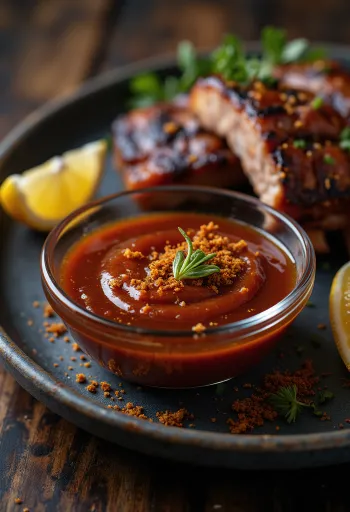 Zesty Lemon-Garlic BBQ Glaze served in a bowl