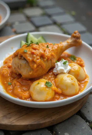 Chicken paprikash with dumplings
