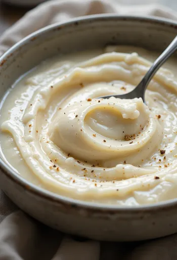 Thyme celeriac soup served