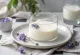 Lavender panna cotta served in a glass