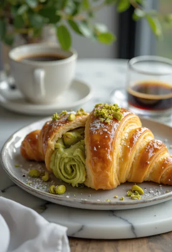 Pistachio croissant served