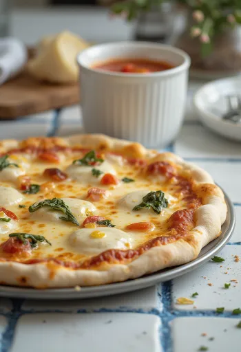 White pizza with ricotta and mozzarella