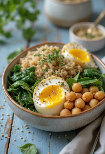 Spiced roasted eggplant Buddha bowl