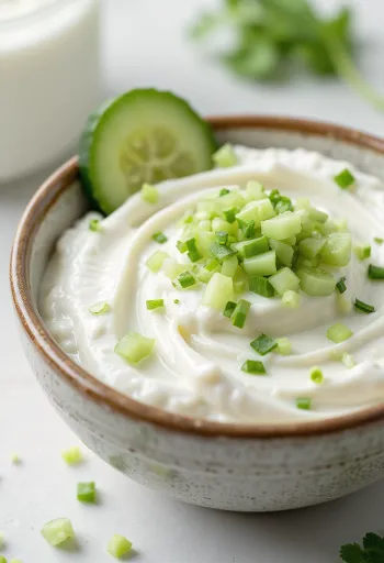 Bowl of Creamy Cucumber Dill Sauce