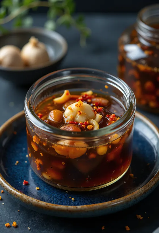 Jangajji brine served with pickled vegetables