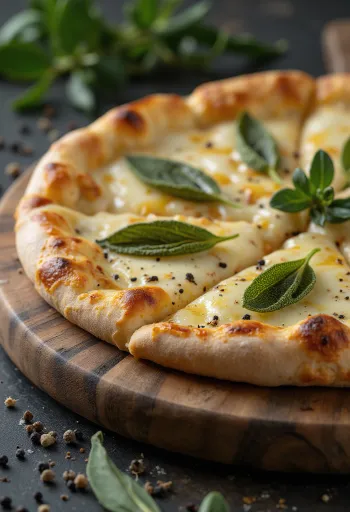 Pizza with sage and cream sauce