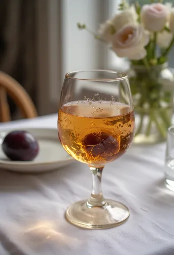 Plum brandy served in a bottle
