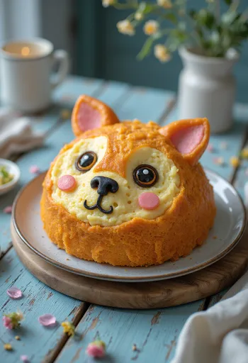 Animal shaped cake with fondant
