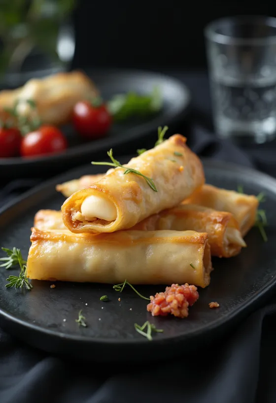Badrijani eggplant rolls served on a plate