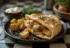 Piadina served with rosemary roasted potatoes and goat cheese