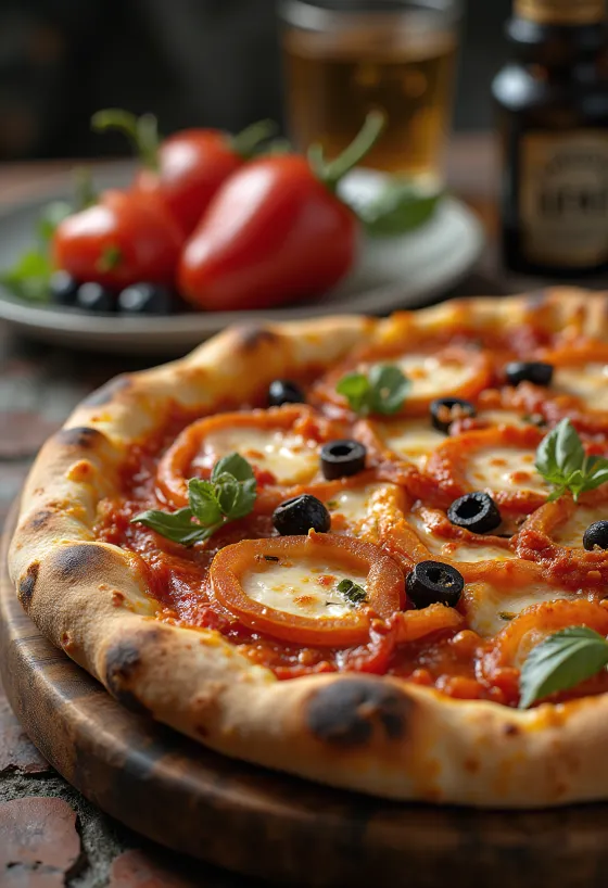 Pizza alla Zingara with peppers and sausage