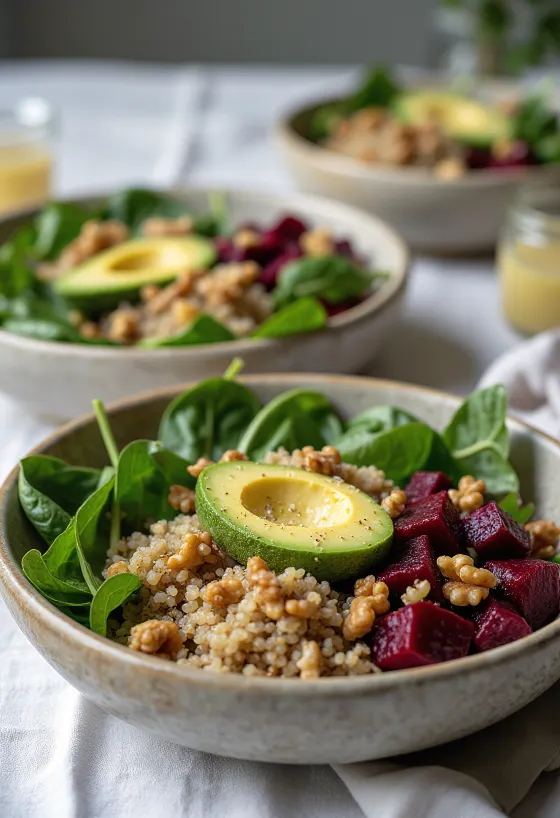 Spinach quinoa Buddha bowl with beets