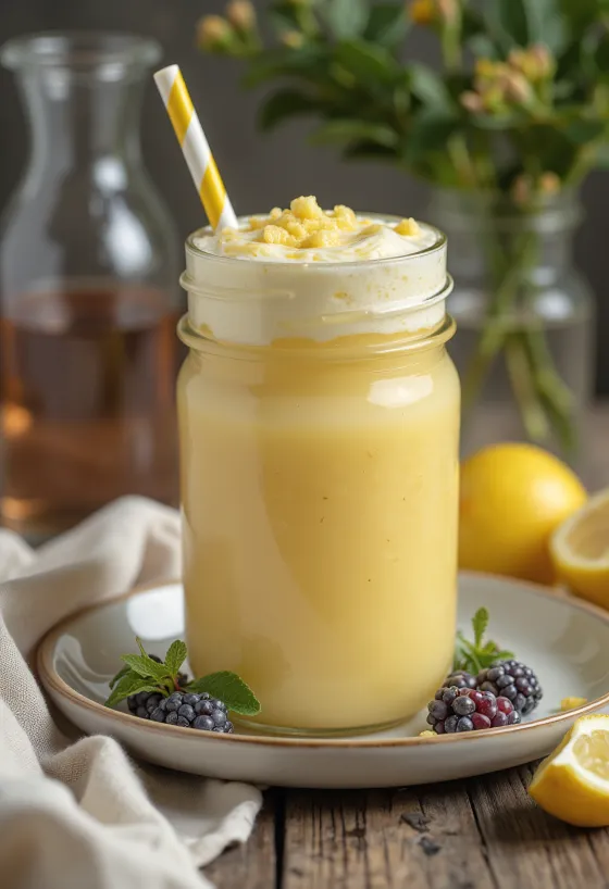 Lemon elderflower smoothie in a glass