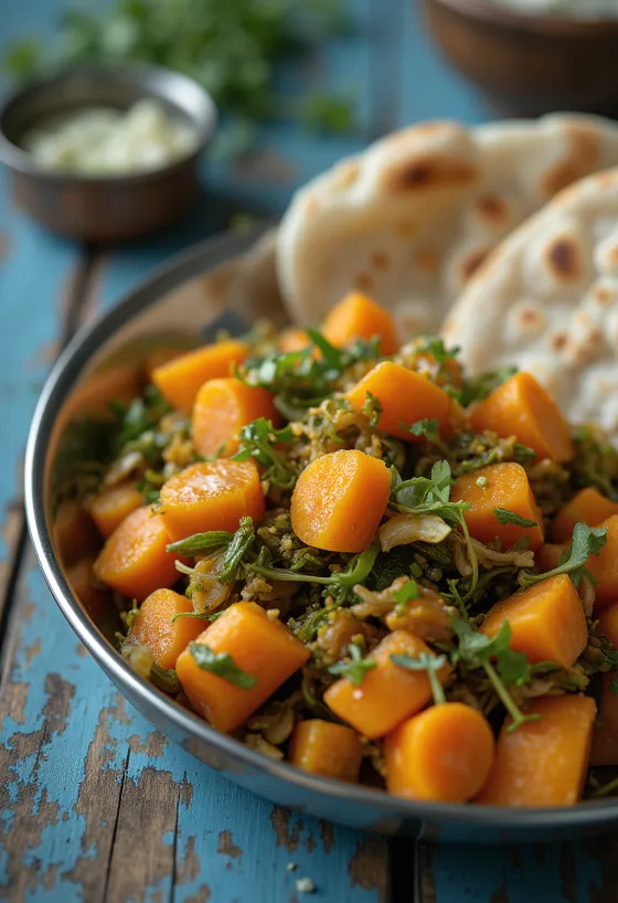 Gajar Methi Sabzi in a bowl.