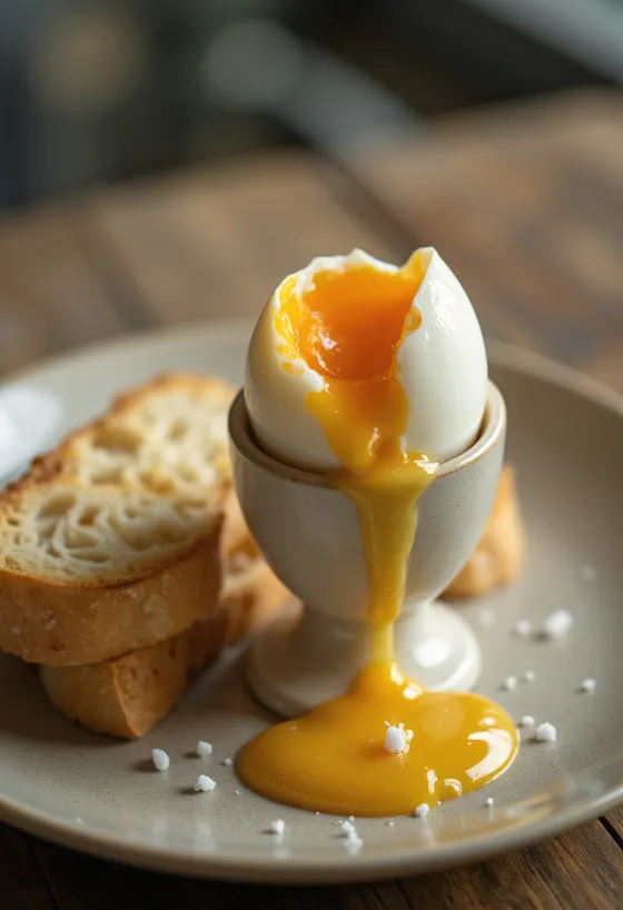 Soft boiled egg in a cup with toast soldiers.