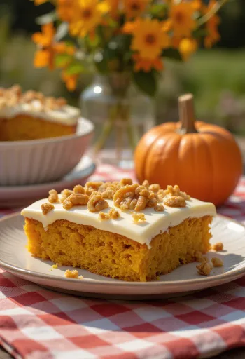 Autumn pumpkin cake with walnuts