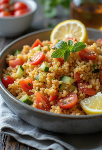 Tomato bulgur salad with fresh vegetables