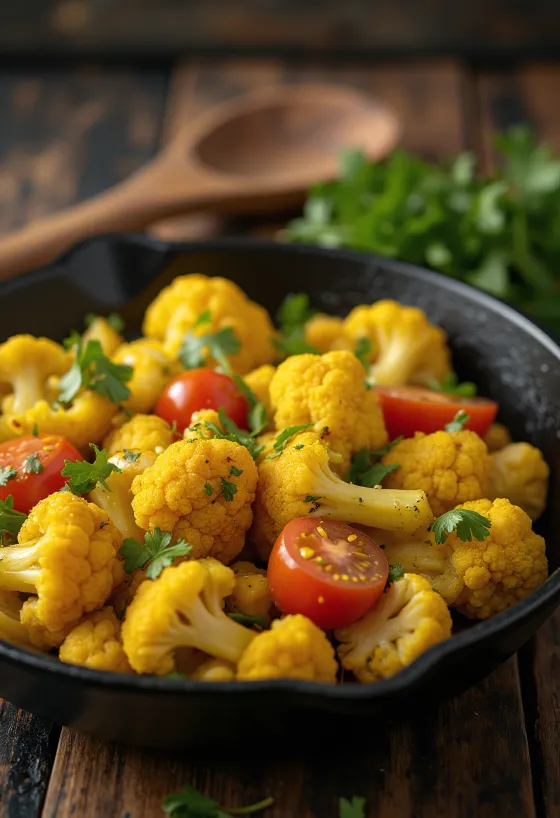 Bowl of Gobhi Methi Sabzi garnished with fresh cilantro