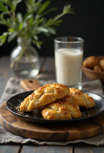 Toasted onion and walnut biscuits served