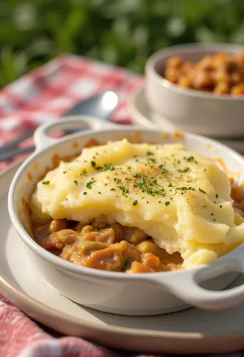 Turkey Shepherd’s Pie with golden potato topping