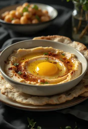 Bowl of BBQ grilled hummus