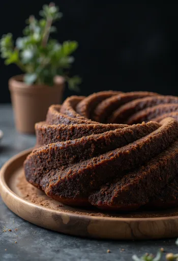 Cocoa bundt cake served