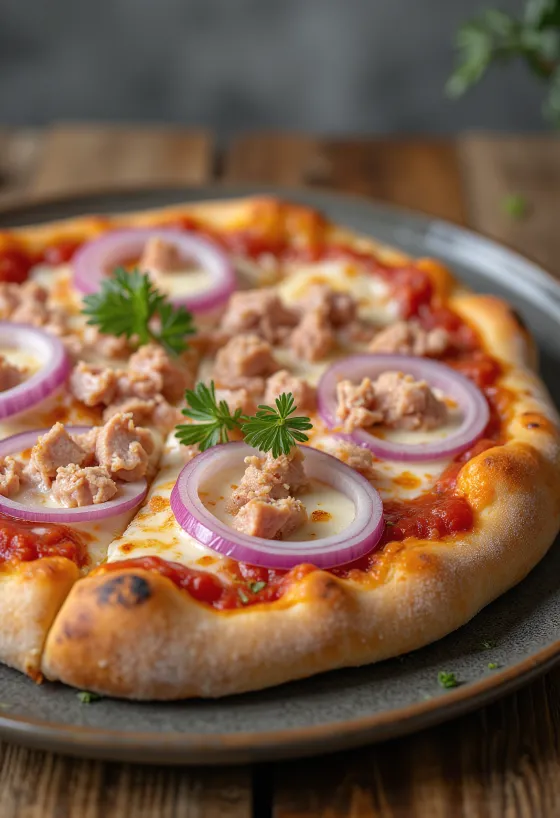Pizza al Tonno e Cipolla with tuna and red onion
