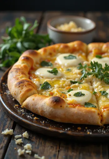 Pizza with garlic and cheese