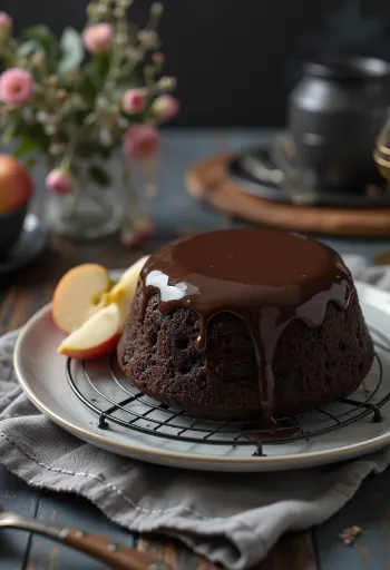 Chocolate apple cake with ganache