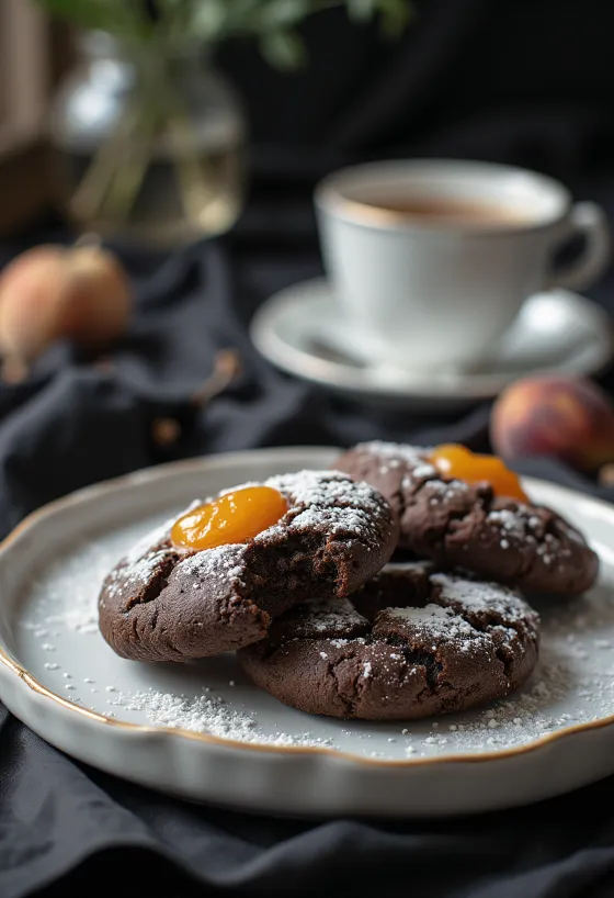 Chocolate Linzer cookies served