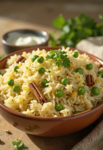 Freshly served Matar Pulao