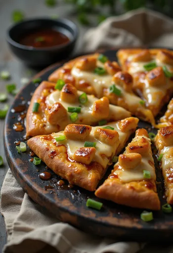 Teriyaki chicken pizza with sesame seeds