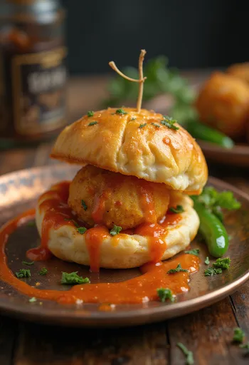 Vada Pav, spicy potato dumplings served in a bun