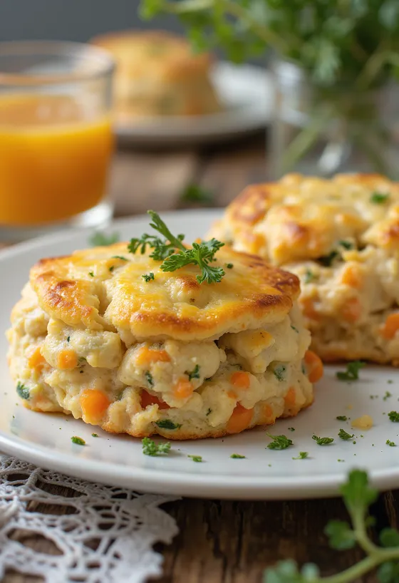 Savory meat and vegetable biscuits served