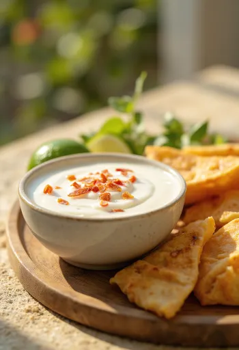 Coconut lime sauce served in a bowl