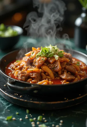 Kongnamul-bulgogi served with pork and soybean sprouts