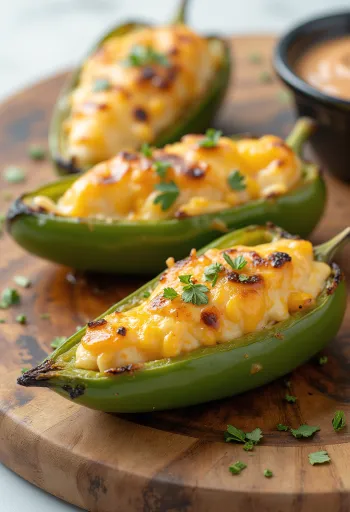 Serving of vegetarian grilled jalapeno poppers