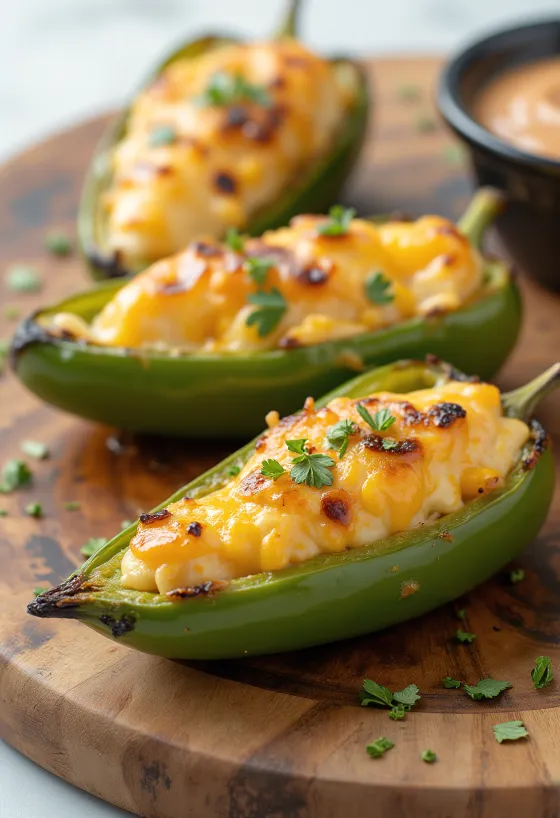 Serving of vegetarian grilled jalapeno poppers